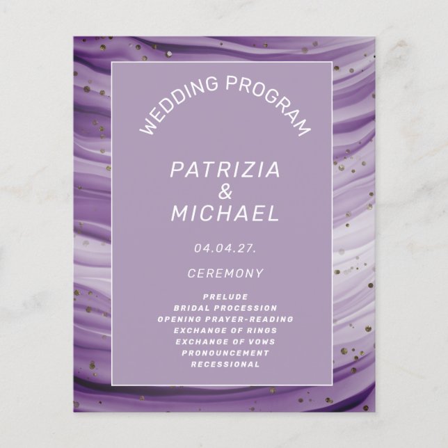 Budget Modernes Mauve Lila Wedding Programm (Vorderseite)