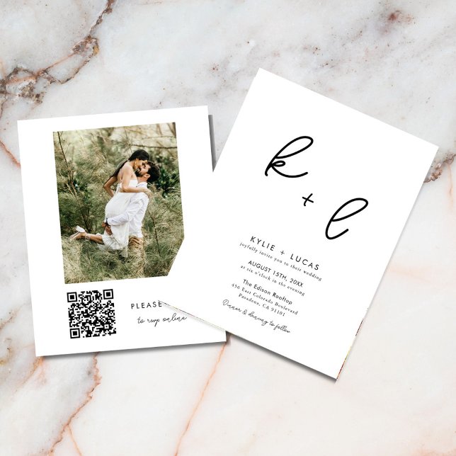 Budget Modernes QR Code Foto Hochzeit Einladung Flyer (Von Creator hochgeladen)