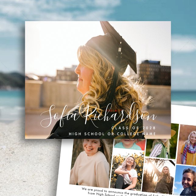 BUDGET Modernes Script 8 Foto Einfache Ankündigung (Von Creator hochgeladen)