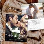 Budget Modernes Script Foto Hochzeit Vielen Dank F Flyer<br><div class="desc">Budget Modern Script Wedding ein Foto Danke Ihnen personalisiert erschwinglichen Low Budget Flyer. Moderne Stilvolle Hochzeit danke Ihnen Papier Vorlage mit einem vollen vertikalen Foto auf der Vorderseite mit Text Overlay "Danke" Drehbuch in einem handgeschriebenen typografischen Schriftart in Weiß auf dem Bild. Auf der Rückseite ein horizontales Foto und Ihr...</div>