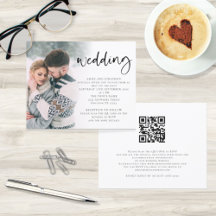Budget Modernes Script Foto QR Code Hochzeit Einla