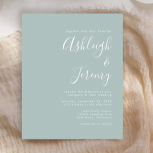 Budget Modernes Script Sea Glass Einladung Hochzei