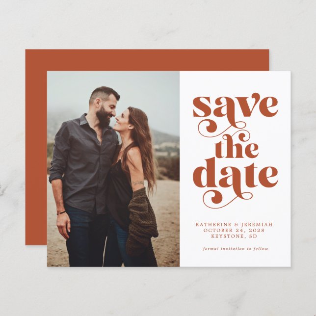 Budget Modernes Typografie-Foto Save the Date (Vorne/Hinten)