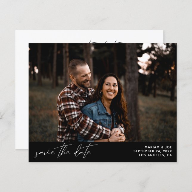 Budget Modrn Chic Foto Horizontal Save the Date B (Vorne/Hinten)
