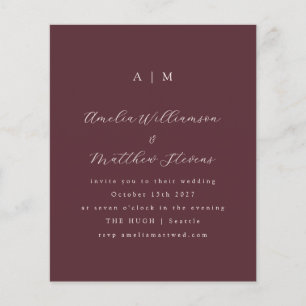 Budget Monogram Burgundy Minimal Wedding Einladung