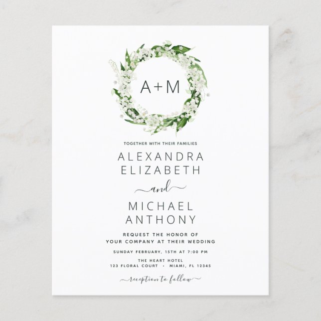 Budget Monogram Emerald Green Greenerity Wedding Flyer (Vorne)