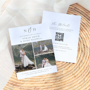 Budget Monogram QR Code 3 Foto Collage Wedding