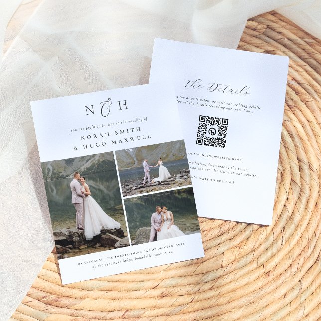Budget Monogram QR Code 3 Foto Collage Wedding (Von Creator hochgeladen)
