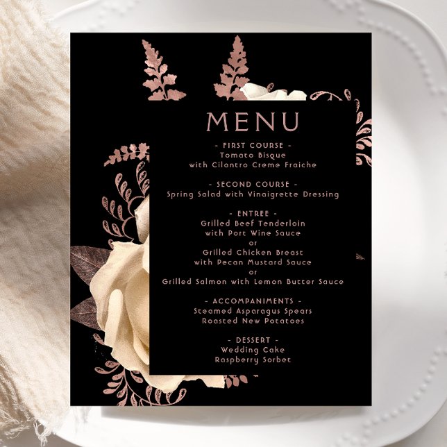 Budget Moody Floral Ivor Rose or Mariage Menu (Créateur téléchargé)