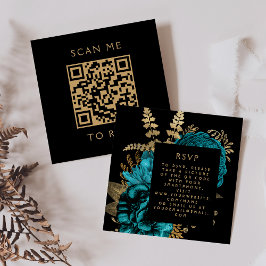 Budget Moody Floral Turquoise Gold QR Code UAWG Begleitkarte