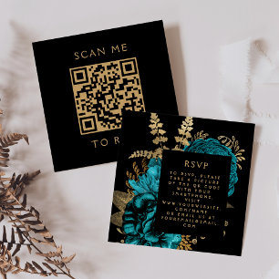 Budget Moody Floral Turquoise Gold QR Code UAWG Begleitkarte