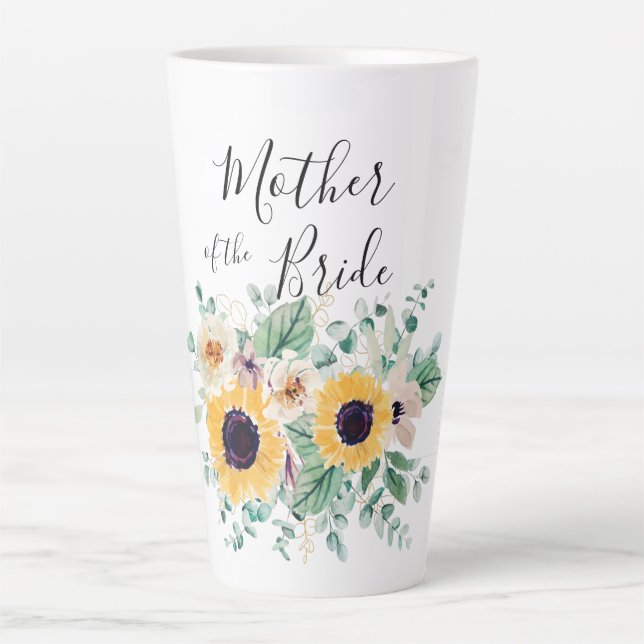 BUDGET Mother Bride Groom Custom Gifts SUNFLOWERS Milchtasse (Vorderseite)