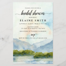 Budget Mountains Lake Bridal Dusche Einladung