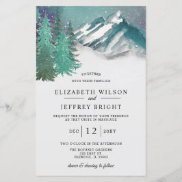 Budget Mountains Pine Winter Hochzeit Einladung