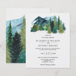 Budget Mountains Pine Winter Hochzeit Einladung