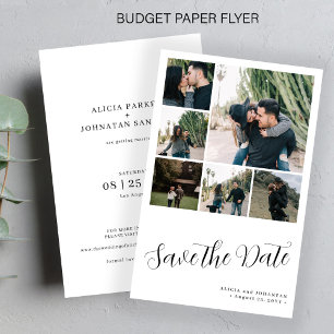 Budget Multi Foto Collage Hochzeit speichern Sie d Flyer
