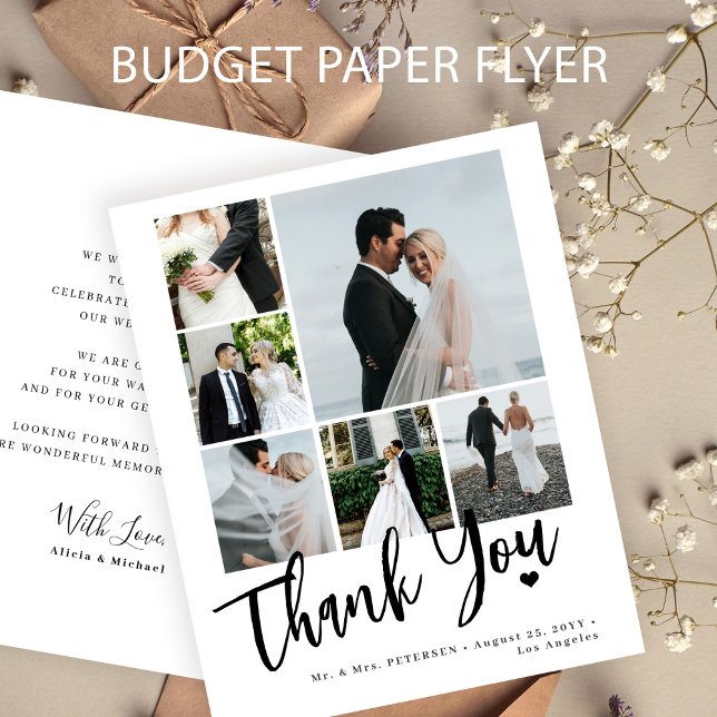 Budget Multi Foto einfache Hochzeit danke Karte (Von Creator hochgeladen)