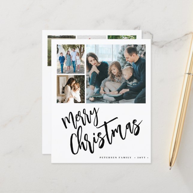 Budget Multi Foto Frohe Weihnachtskarte (Vorderseite/Rückseite Beispiel)