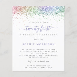 Budget Multicolor Glitzer 21. Party Einladung