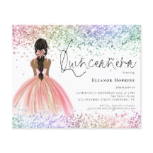 Budget Multicolor Glitzer Dark Quinceanera Einladu