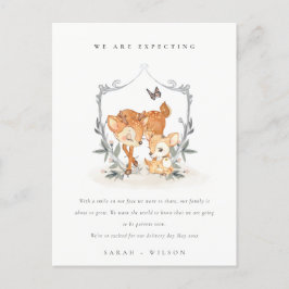Budget Mum Deer Fawn Flora Wappen Ankündigung Postkarte