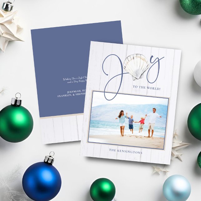 Budget Nautical Christmas Joy Muschel Holiday Foto (Budget Nautical Christmas Joy Shell Holiday Photo)