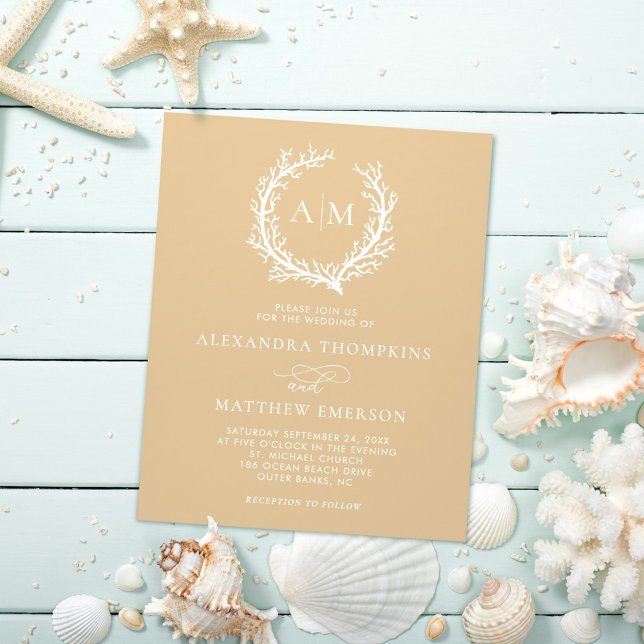 Budget Nautical Coral Reef Beige Wedding Einladung Flyer (Von Creator hochgeladen)