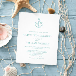 Budget Nautical Wedite Invite Sea Glass Blue Flyer