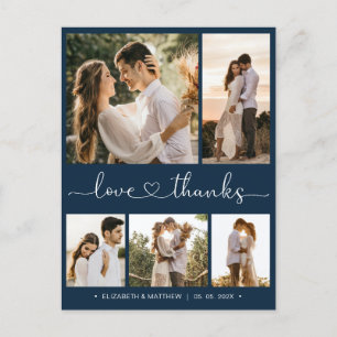 Budget Navy 5 Foto Hochzeit Danke Postcard Postkarte