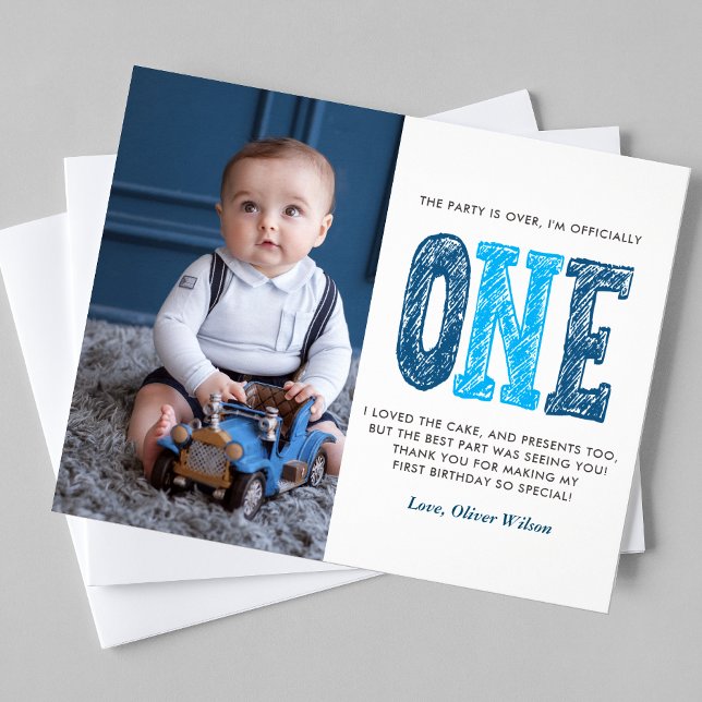 Budget Navy & Blue 1. Geburtstag Vielen Dank Flyer (Von Creator hochgeladen)