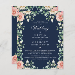 Budget Navy Blue, Blassrosa Blumenblume Flyer