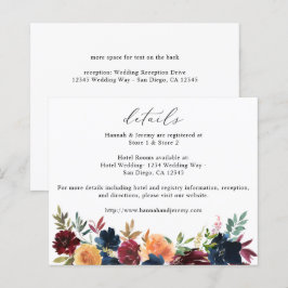 Budget Navy Blue, Burgund & Peach Floral Details