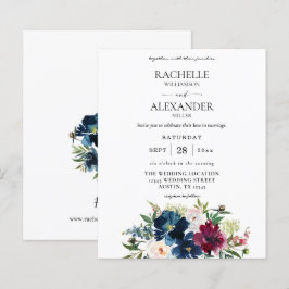 Budget Navy Blue, Burgund & White Floral Wedding