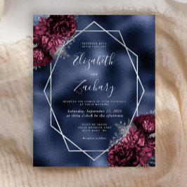 Budget Navy Blue Burgundy Silver Floral Wedding