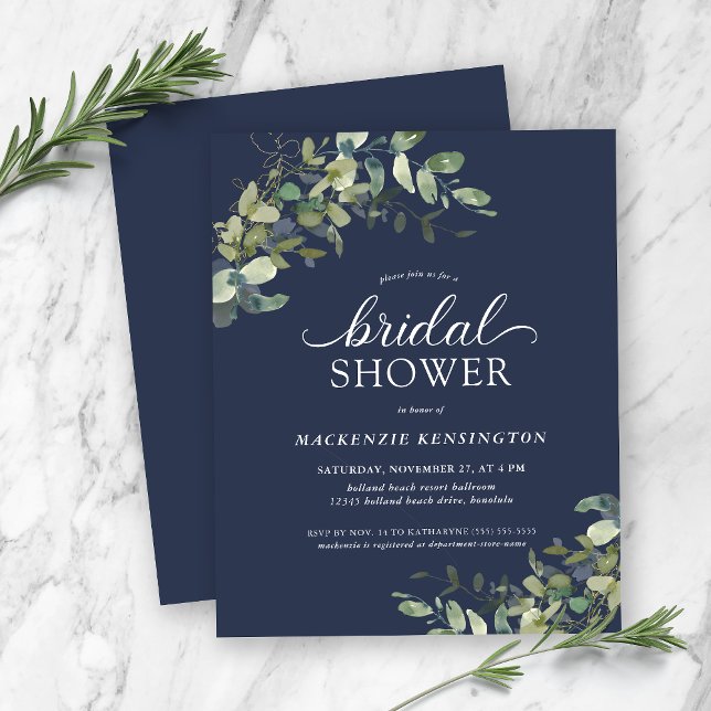 BUDGET Navy Blue Eucalyptus Bridal Shower (Von Creator hochgeladen)