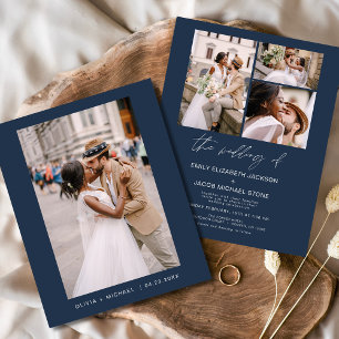 Budget Navy Blue Foto Hochzeit Einladung Flyer