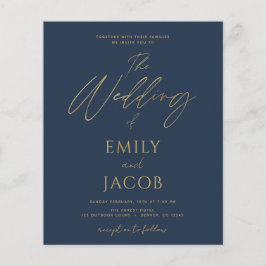 Budget Navy Blue Gold Hochzeit Moderne Flyer