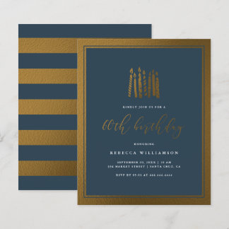 Budget Navy Blue & Gold Kerzen 60. Geburtstag