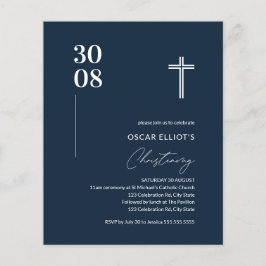 Budget Navy Blue Minimalistisch Boy Christening Ei