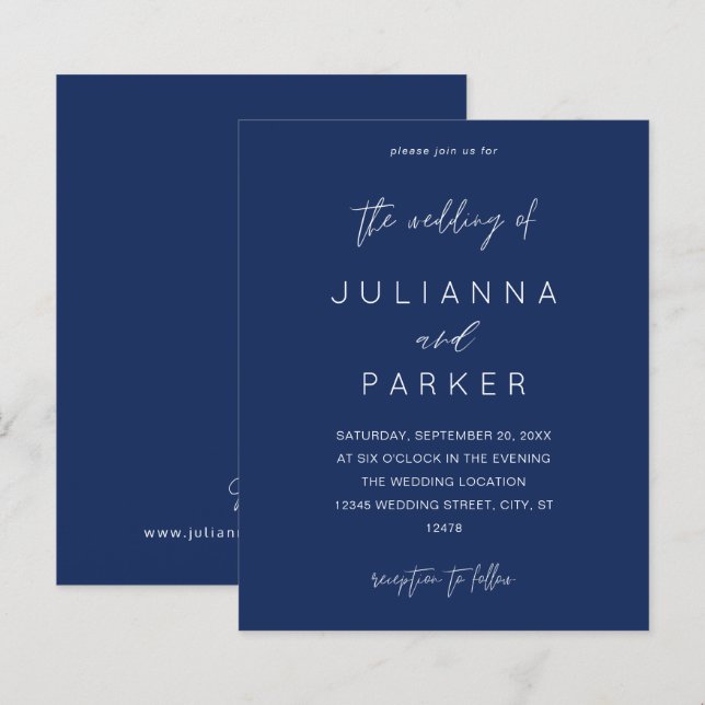 Budget Navy Blue MOD Calligraphy Wedding (Vorne/Hinten)