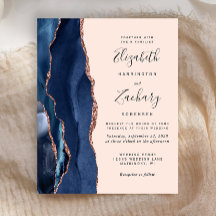 Budget Navy Blue Rose Gold Agate Blush Hochzeit