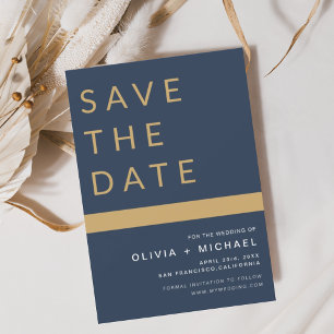 Budget Navy Blue Save the Date Elegangold