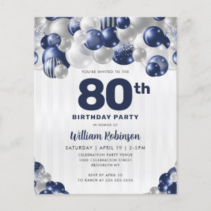 Budget Navy Blue Silver Glitzer Balloon Geburtstag