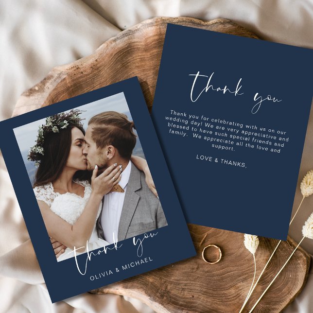 Budget Navy Blue Wedding Dankeschön Karte (Von Creator hochgeladen)