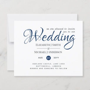 BUDGET Navy Blue Wedding Einladung mit Umschlägen