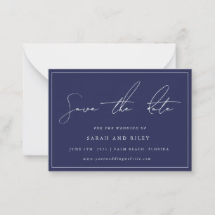 BUDGET Navy Blue Wedding rettet das Datum der Einl Mitteilungskarte