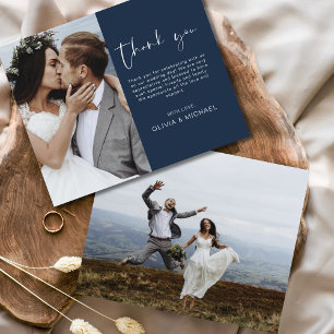 Budget Navy Blue Wedding Vielen Dank Foto Card
