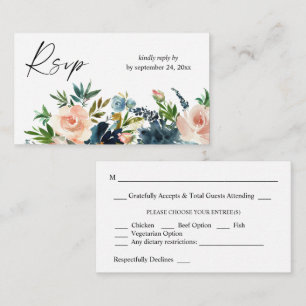 Budget Navy, Dusty Blue & Pink Floral 2SM UAWG Begleitkarte