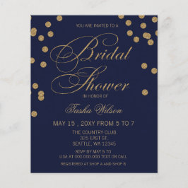 Budget Navy Gold Confetti Bridal Dusche Einladung