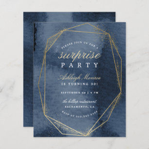 Budget Navy & Gold Geometric Frame Surprise Party